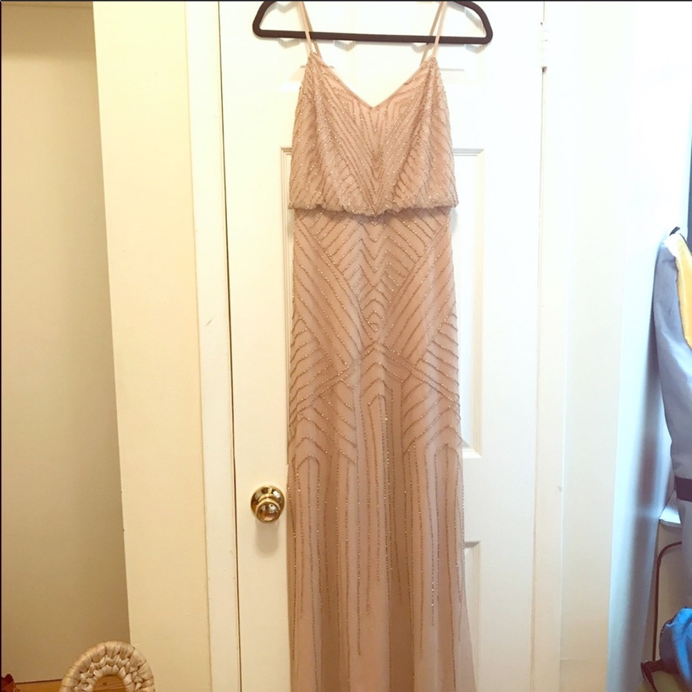 Adrianna Papell beaded gown in Blush